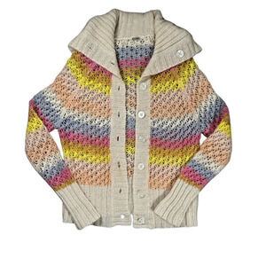 Free People Stripe Mohair Cardigan Womens Size Small Boho Open Knit *READ